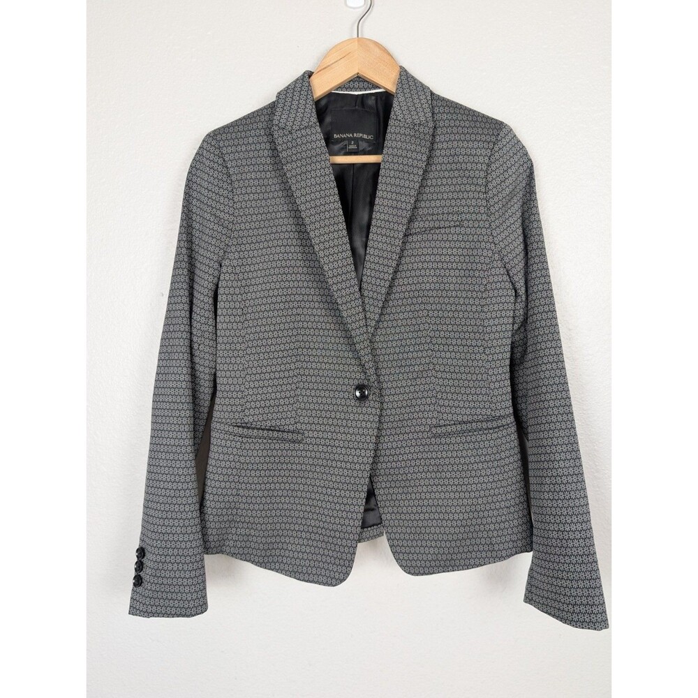 Banana Republic‎ Blazer Womens Size 2 Italian Jacquard Gray